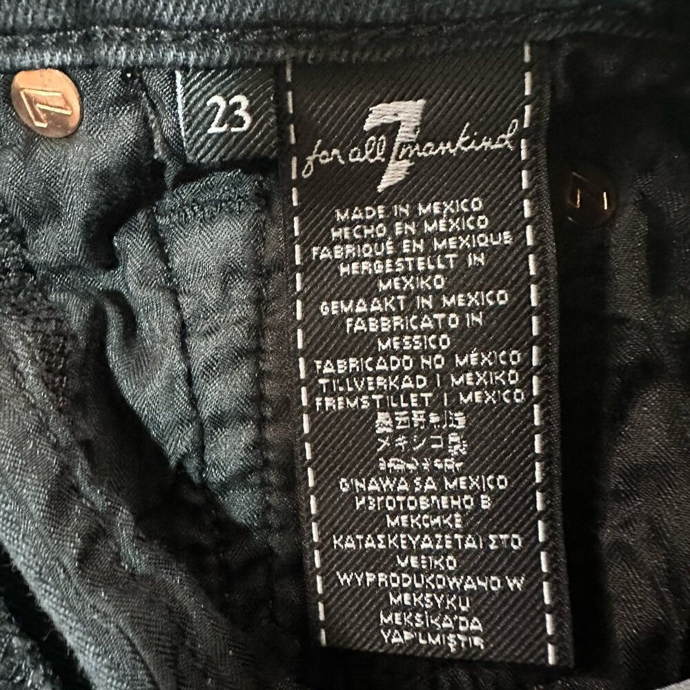 7 For All Mankind Shorts Women’s 23 Black Gray Cutoff Jean Shorts Raw Hem - Picture 9 of 11